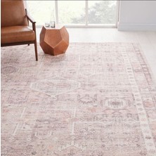 Pera Halı Pudra Pembe ve Lila Etnik Desenli Modern Halı - Outlet - Z0073OU