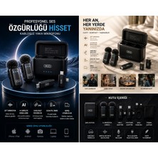 FaroxTech Kablosuz Yaka Mikrofonu Çiftli Set Aı Gürültü Engelleme iPhone Android Uyumlu