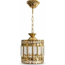Mars Concept Lüks Kristal Cam Tekli Sarkıt Avize- 14 cm – Gold Metal Gövde Modern Dekoratif Tavan Aydınlatma