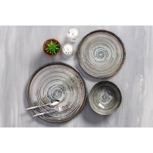 Porland Stoneware Vintage 3 Parça Tek Kişilik Yemek Takımı