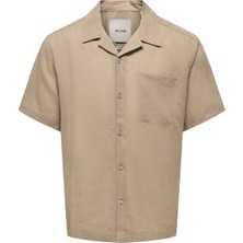 Only & Sons ShopINN Onslaurence Lınen Resort Collar Ss Noos Erkek Gri Gömlek - 22036242