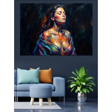 Tablomega Modern Sanat Kadın Yüzü ve Renkler Dekoratif Kanvas - Mdf Ahşap Tablo