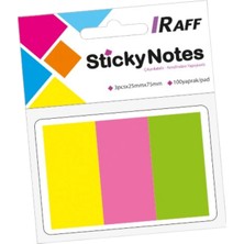 Raff Neon 300 Yaprak Yapışkanlı Not Kağıdı 3 Renk ( 25 mm * 75 Mm)