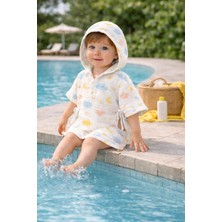 Beyge Baby %100 Pamuk Müslin Kumaştan Bebek Panço