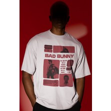Sevbano Bad Bunny Rapper Şarkıcı Ön Baskılı Unisex Oversize Tişört