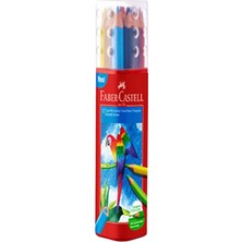 Faber-Castell 12 Renkli Üçgen Kuru Boya Kalem Seti Plastik Tüp ile 3+ Yaş İçin Eğlenceli Aktiviteler