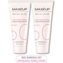 Maxeup 2’li Renkli Güneş Kremi SPF 50+ | Cildi Anında Eşitleyen Güneş Kremi | Makyaj Etkili Koruma