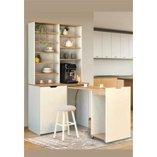 Maq Home Flexa Katlanabilir Masalı Kahve Köşesi 2 Tabureli Mutfak Dolabı Seti - Karina / Sedef