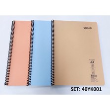 Umur Mynote 30001899 Flex Plastik Kapak Spralli A-4  Kareli Defter 40 Yaprak Pastel Renkler ( 3 Adet )