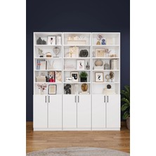 Asra Trend Modern Kapaklı Ayarlanabilir Raf Ev Ofis Kitaplık %100 MDF Dekoratif Kütüphane K50