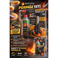 Twin Store Karcamp Pürmüz Seti Kamp Gazlı Torch Çakmak Otomatik Ateşlemeli 1300°C Çok Amaçlı Mutfak Kamp Kaynak Pürmüz Seti Gaz Kartuşlu