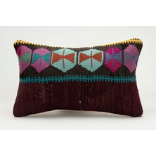 Kilim Wholesale El Yapımı Eski Kilimden Yapılmış Vintage Kırlent Kılıfı, Yün, 30X50 cm