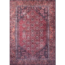 Pera Halı Bordo ve Lacivert Geometrik Desenli Geleneksel Halı - Outlet - AL151OU