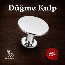 Badem10 Düğme Kulp Mobilya Mutfak Çekmece Dolap Dolabı Kapak Kulpu Kulpları Kulbu Krom Metal Daire Kulp
