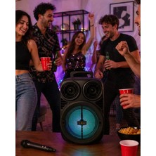 Marsilyan- Kablosuz Karaoke Hoparlör Mikrofonlu Rgb Işıklı 6.5 Inç Bluetooth Speaker Taşınabilir