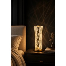 Mars Concept Konik Form Çizgili LED Masa Lambası – 3 Işık Modlu Modern Dekoratif Abajur