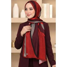 Hadiora Kadın Kırmızı Bordo Soyut Desen Organik Pamuk Soft Şal
