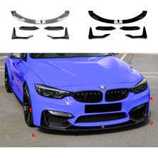Ramm Bmw M3 M4 F80 F81 F82 F83 Ön Tampon Lipi + Flap Seti - Parlak Siyah - F80  F81 F82 F83 2015-2020