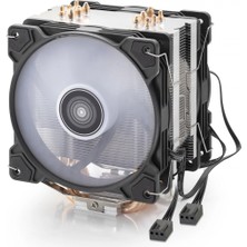Marsilyan Cpu Işlemci Kule Tipi Soğutucu Çift Fanlı 6 Bakır Borulu - Siyah ND2601
