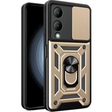 SHC4200 Newface Y17S Kılıf Pars Lens Yüzüklü Silikon - Gold