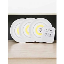 Marsilyan Spot Lamba LED Işık 3'lü Uzaktan Kumandalı Pilli Yapışkanlı Kablosuz