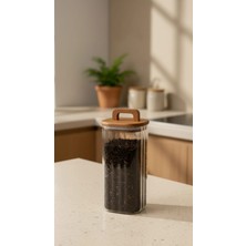 Ogeda Home 2'li Akasya Kapaklı Cam Kavanoz 1100 Ml–2'li Orta Boy Kahve, Bakliyat & Kuruyemiş Saklama Kabı
