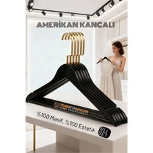 Mey Ithalat® Lasvegas Ahşap Elbise Askısı - 6'lı Set, Lüks Amerikan Kancalı Gardırop Düzenleyici