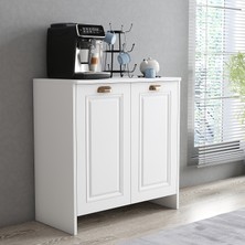 Serçe Design Boyalı Kapaklı Çok Amaçlı Dolap Mdf - Beyaz | 2 Kapaklı, Raflı, Şık ve Modern Tasarım | 80X40X82 cm