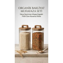 Ogeda Home 2'li Akasya Kapaklı Büyük Boy Kavanoz Seti 1850 Ml- Büyük Boy Saklama Kavanozu- Vakum Kapaklı