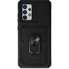 SHC4200 Newface Galaxy A52 Kılıf Pars Lens Yüzüklü Silikon - Siyah