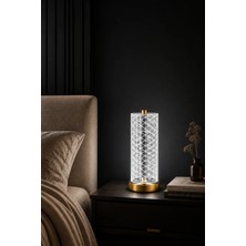 Mars Concept Geometrik Desenli Silindir LED Masa Lambası – 3 Işık Modlu Modern Abajur