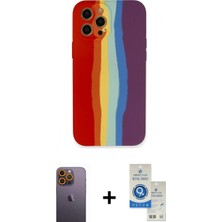 Pileli Store Pilelistore™ iPhone 12 Pro Max Kılıf Yadigar Çizgi - Şeffaf Royal Nano Ekran Koruyucu + Neon Fosforlu Kamera Lens - Sı