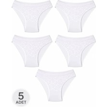 Hepsine Rakip 5li Kadın Dantelli Bikini Külot Pamuklu Arkası Düz