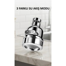 Hsc Bilişim Krom 3 Fonksiyonlu Döner Su Tasarruflu Musluk Başlığı Mutfak Banyo