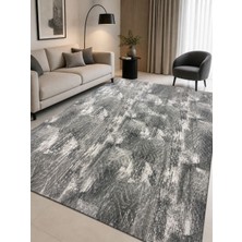 Merinos Jel Kaymaz Taban Gri-Beyaz Modern Desenli 6 M² Halı – Leke Tutmaz, Yumuşak Dokulu, Dekoratif Salon Halısı