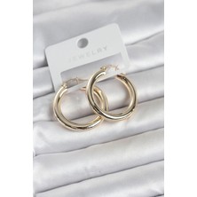 Gold Renk Pirinç Halka 30 mm Kadın Küpe