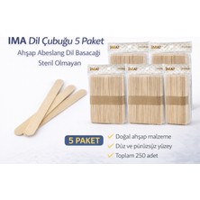 Twin Store Ima Dil Çubuğu 50 Adet Ahşap Abeslang Steril Olmayan Tahta Dil Basacağı 5 Paket