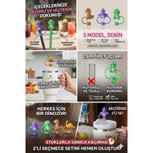 10MM Uyumlu 2’li Dinozor Figürlü Silikon Pipet Kapağı Seti – Modelleri Kendin Seç (Stanley Quencher Uyumlu)