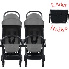 Bumprider Connect³ Ikiz Bebek Arabası Black-Grey & Yan Bakım Çantası Hediyeli