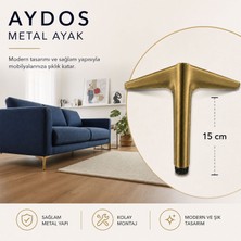 Badem10 Aydos 15 cm Mat Antik Sarı Metal Mobilya Ayağı Koltuk Sehpa Dolap Uyumlu Dayanıklı Şık Tasarım