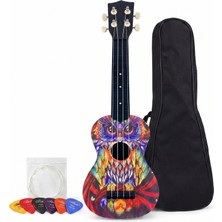 Hawiian Soprano Ukulele Tribal Baykuş Desen