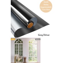 Technosmart 75X100 cm Grey Silver Aynalı Cam Filmi Statik Uv Güneş Koruyucu Cam Kaplama