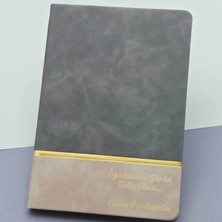Marsilyan Öğretmenler Günü Hediyesi Yazılı Deri Defter Gri