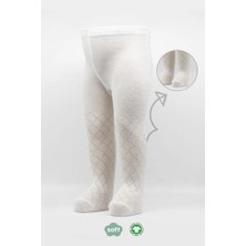Mey Ithalat®   Tekli Ekose Kabartma Penye Külotlu Çorap BS50105 Ekru