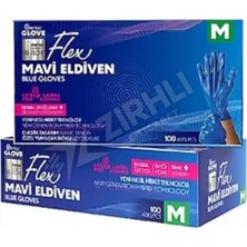 4 Adet Flex Pudrasız Eldiven M Boy 100'LÜ x 20 Mavi