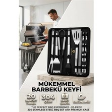 Marsilyan Profesyonel Barbekü Seti 20 Parça Çantalı Paslanmaz Çelik Mangal Maşa Spatula Fırça Şiş 723132