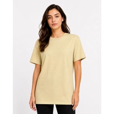 Organickid Basic Kadın Relax Bej T-Shirt