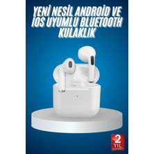 Mey Ithalat® Bluetooth Kulaklık Beyaz Çağrı Cevaplama Dokunmatik Kontrol Kablosuz