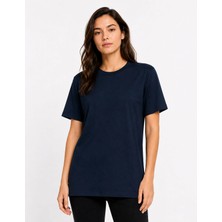 Organickid Basic Kadın Relax Lacivert T-Shirt