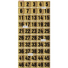 Outdoor One Kapı, Masa, Dolap Numarası Metal 1-50 Arası Sıralı 5x5 Cm Arkası Yapışkanlı Gold Renk 004